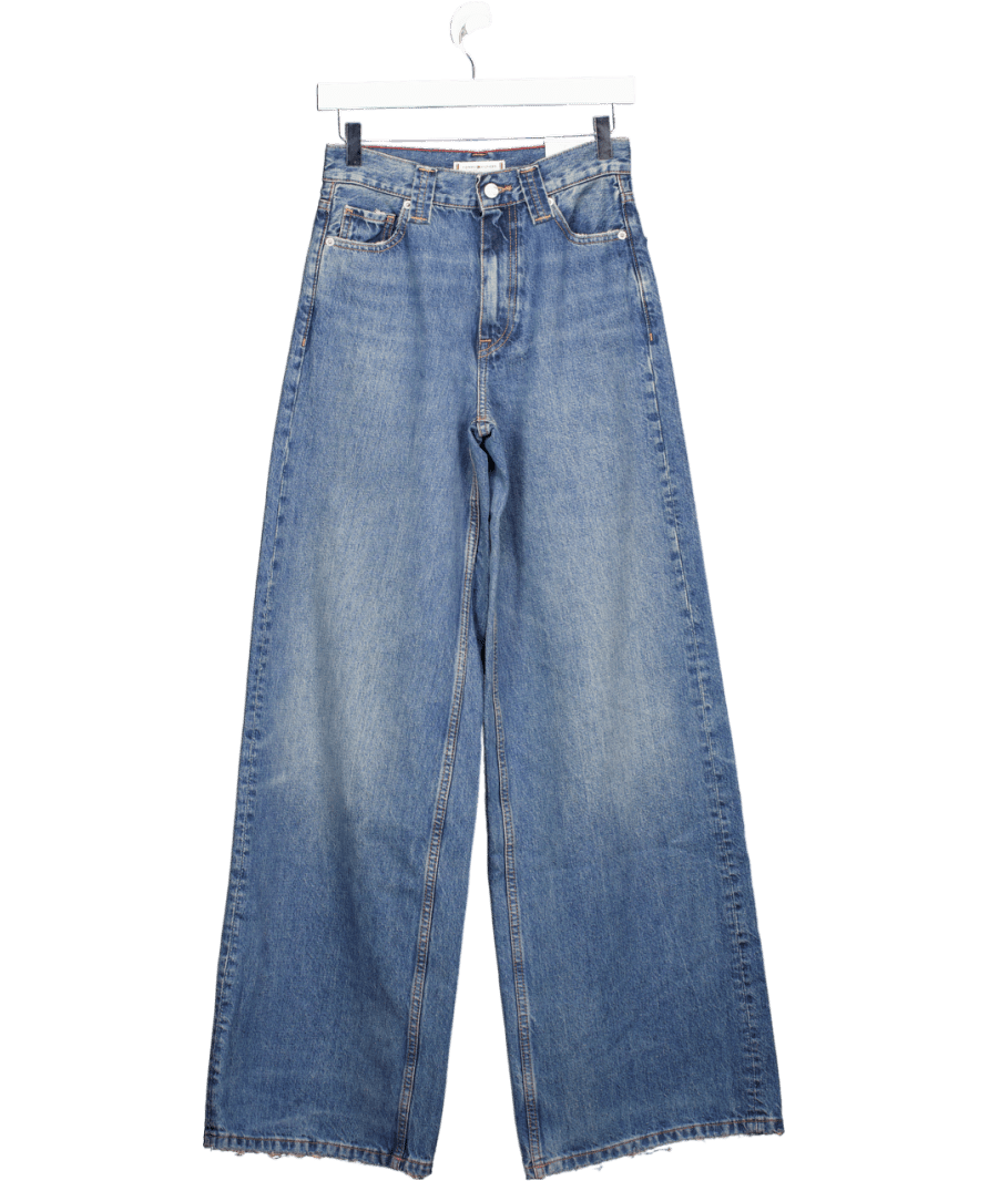 Tommy Hilfiger Mid Blue 70s High Rise Wide Leg Jeans L34 W25 - Reliked