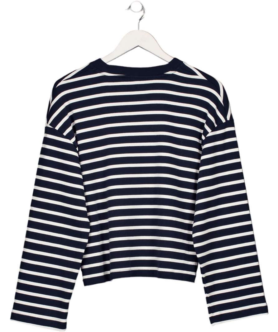 Tommy Hilfiger Navy / White Striped Long Sleeve Breton Top UK S - Reliked