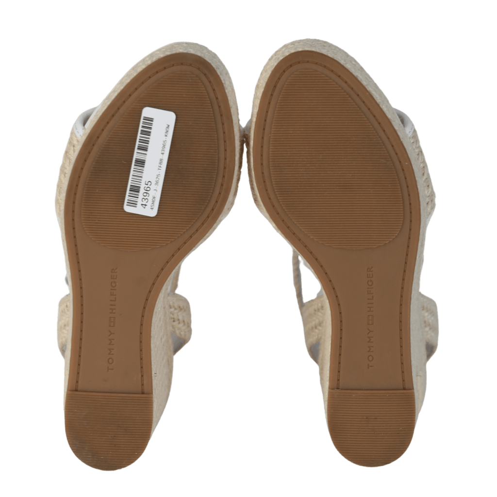 Tommy Hilfiger Nude Th Monogram Linen Rope Wedge Sandals UK 5 EU 38 👠 - Reliked