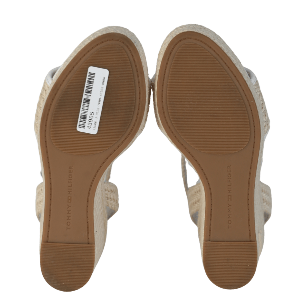 Tommy Hilfiger Nude Th Monogram Linen Rope Wedge Sandals UK 5 EU 38 👠 - Reliked