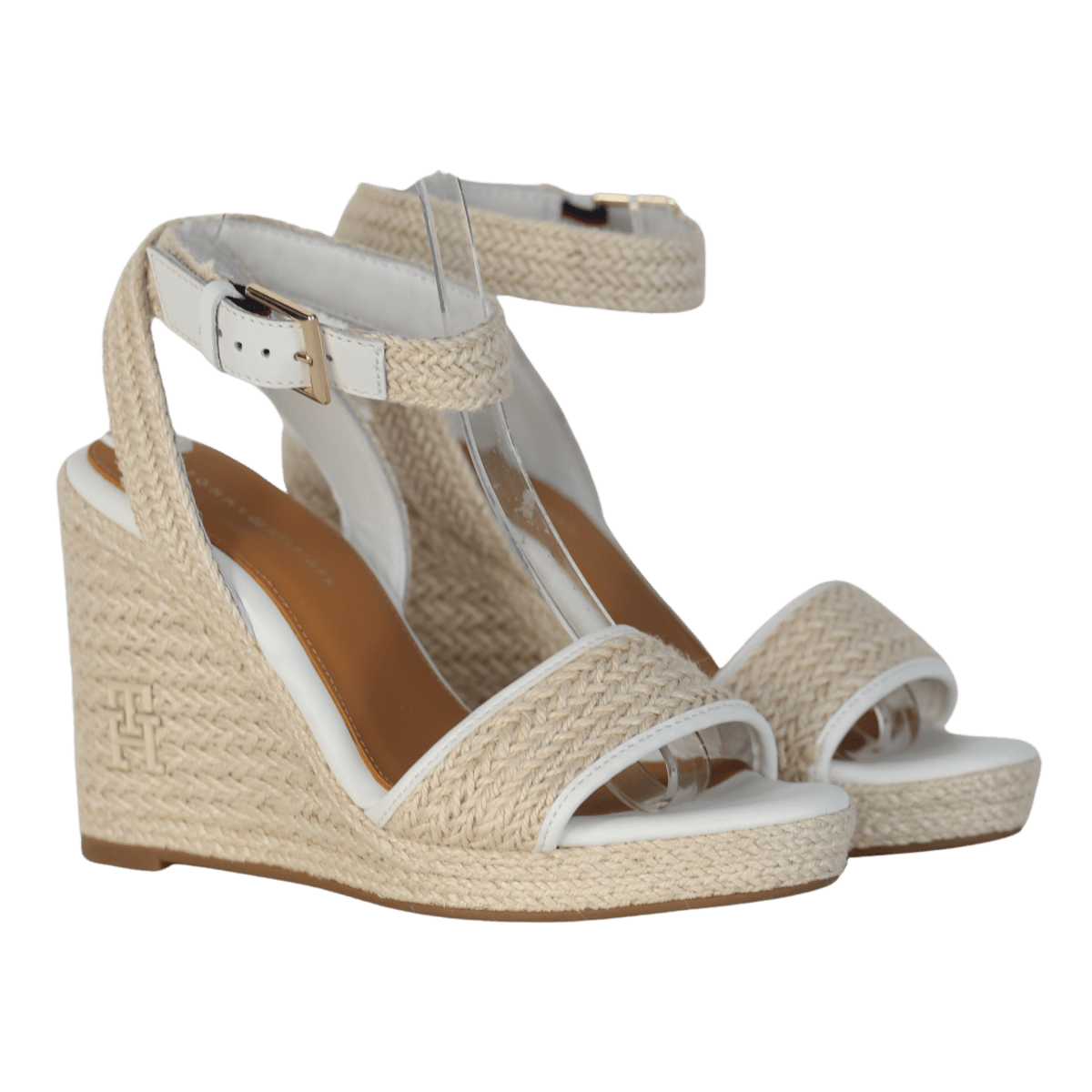 Tommy Hilfiger Nude Th Monogram Linen Rope Wedge Sandals UK 5 EU 38 👠 - Reliked