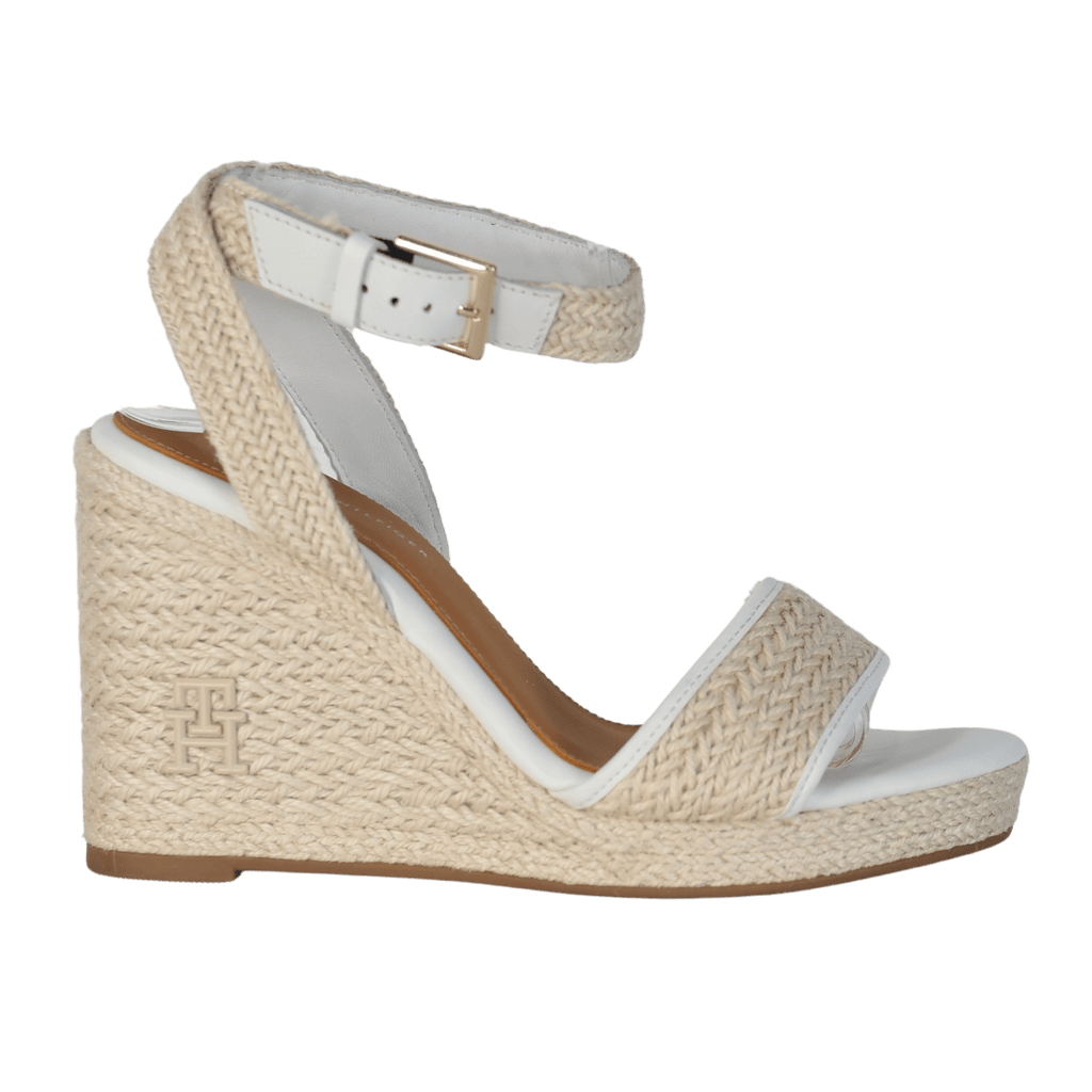 Tommy Hilfiger Nude Th Monogram Linen Rope Wedge Sandals UK 5 EU 38 👠 - Reliked