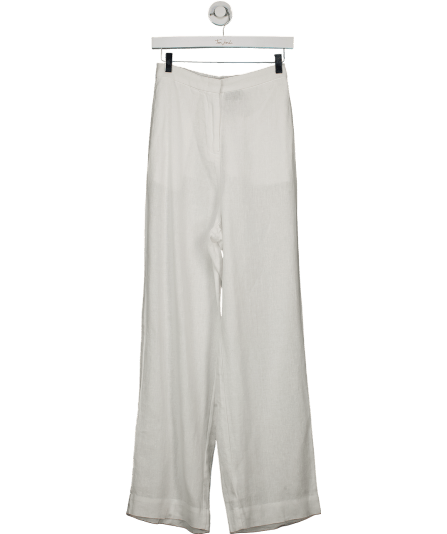 Tommy Hilfiger White Linen Blend Tailored Straight Leg Trousers UK 4 - Reliked