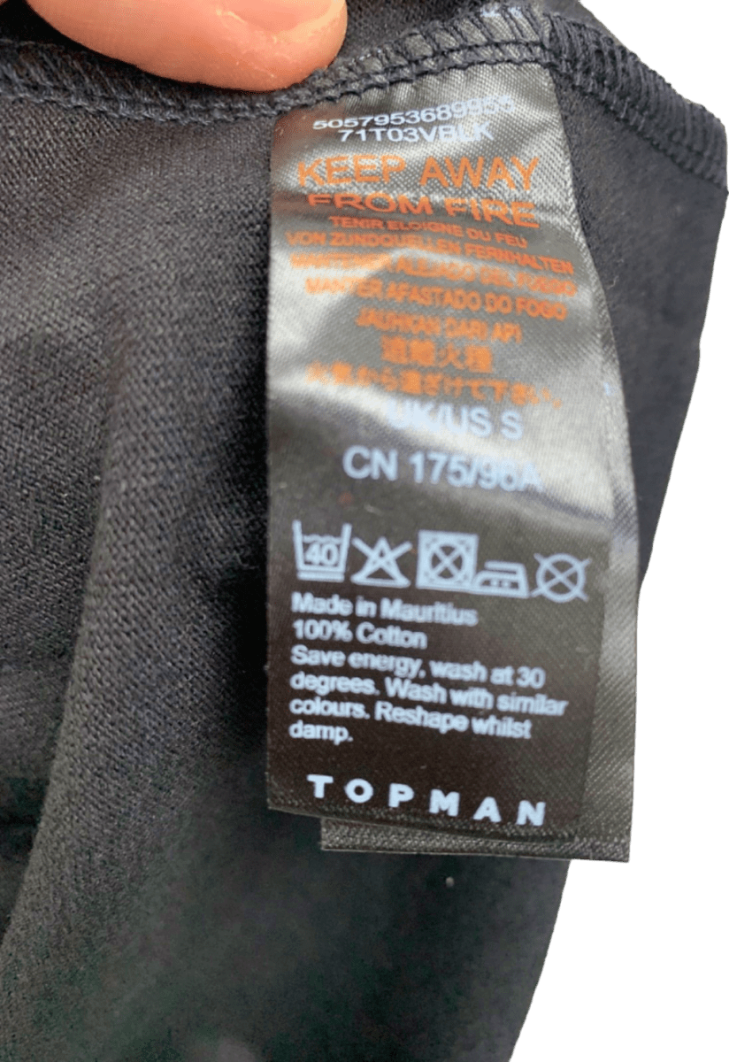 Topman Black Premium Quality Oversized Cotton T-Shirt with Pocket detail UK L - Reliked
