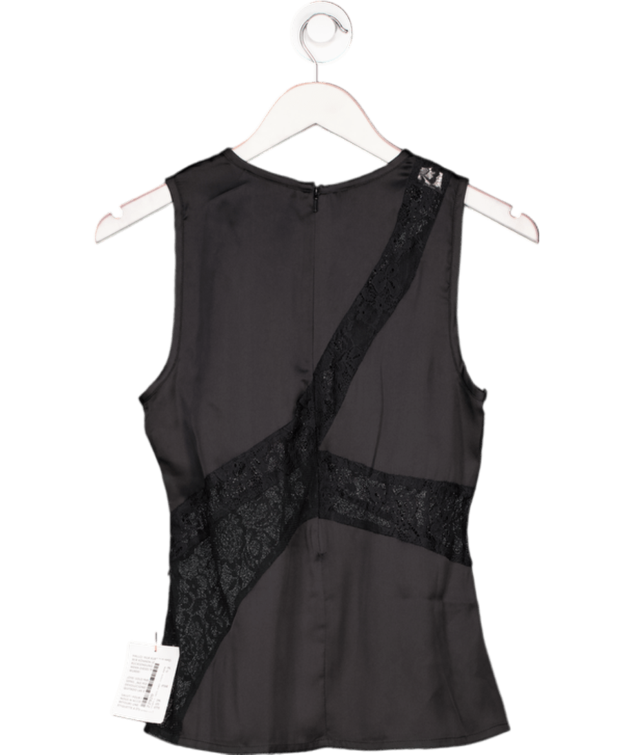 Topshop Black Lace Mix Sleevless Top UK 6 - Reliked