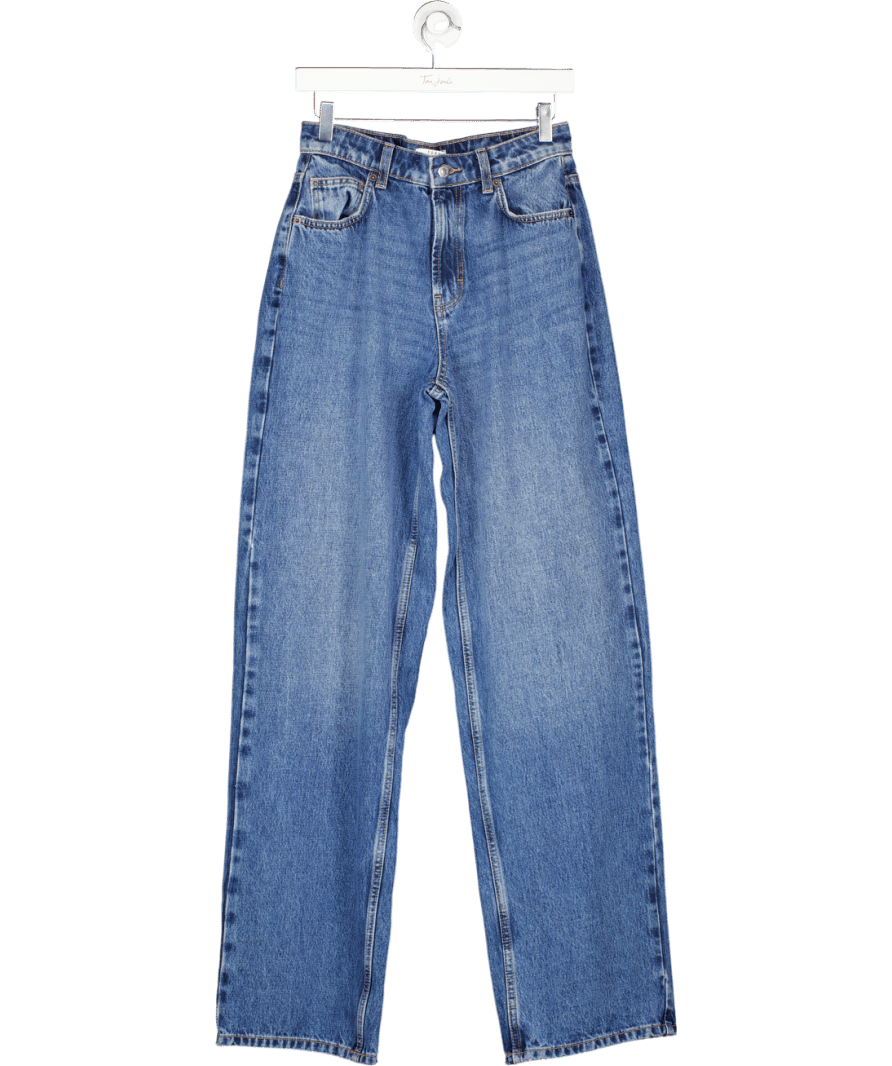 Topshop Blue Cinch Low Rise Relaxed Jean In Raw Indigo W26 - Reliked
