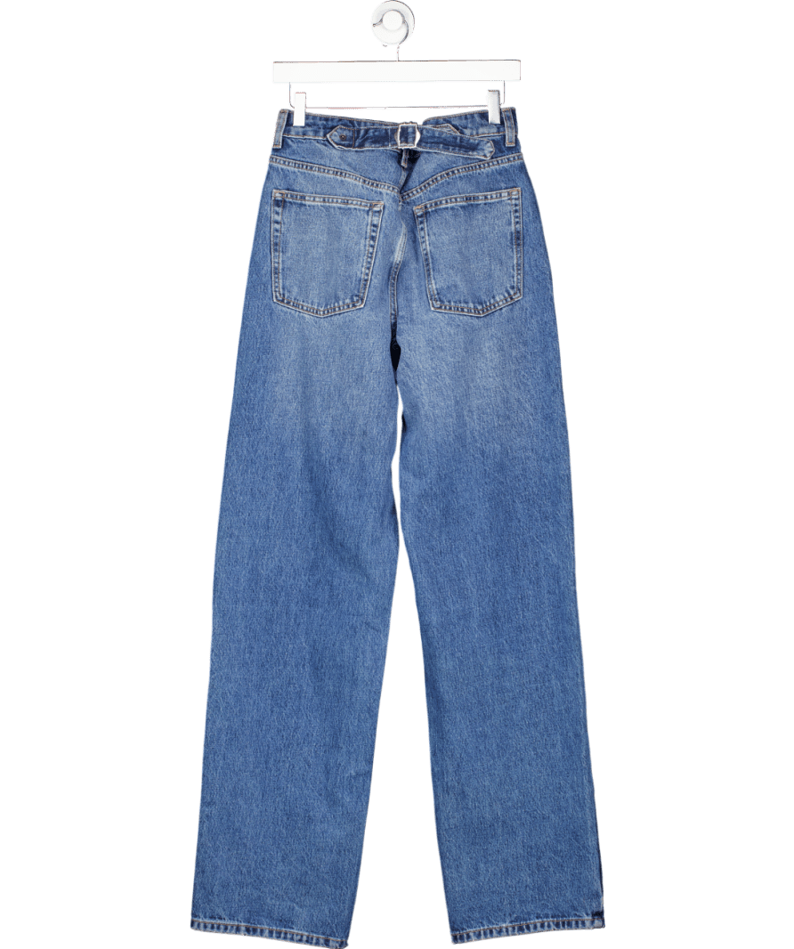 Topshop Blue Cinch Low Rise Relaxed Jean In Raw Indigo W26 - Reliked