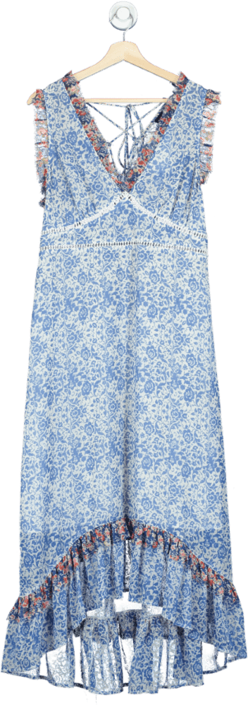 Topshop Blue Floral Maxi Dress UK 14 - Reliked