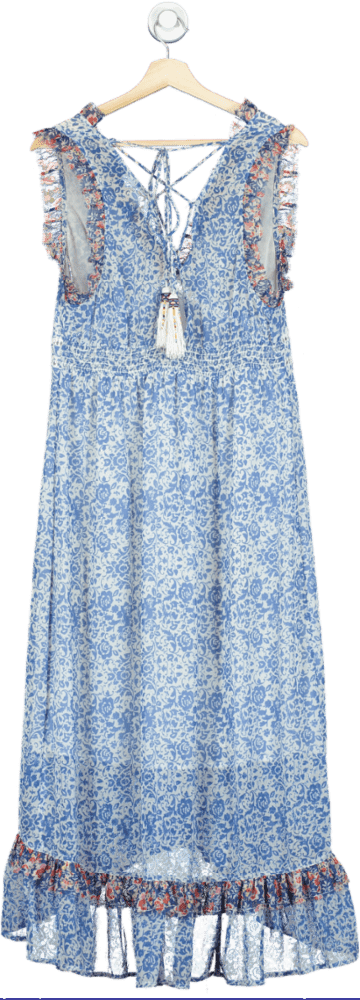 Topshop Blue Floral Maxi Dress UK 14 - Reliked