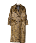 Topshop Brown Leopard Faux Fur Full Length Double Breasted Coat UK 4 - Reliked
