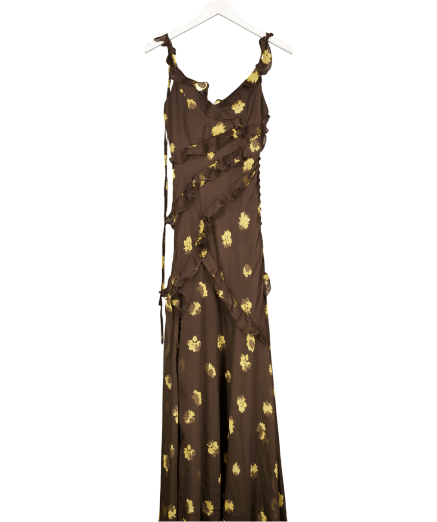 Topshop Cami Maxi Dress In Brown Buttermilk Floral UK 4 - Reliked