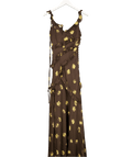 Topshop Cami Maxi Dress In Brown Buttermilk Floral UK 4 - Reliked
