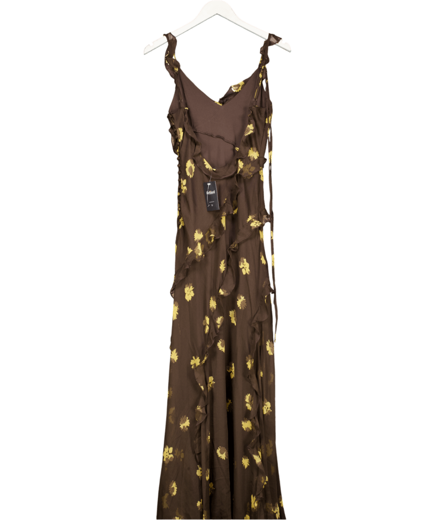 Topshop Cami Maxi Dress In Brown Buttermilk Floral UK 4 - Reliked