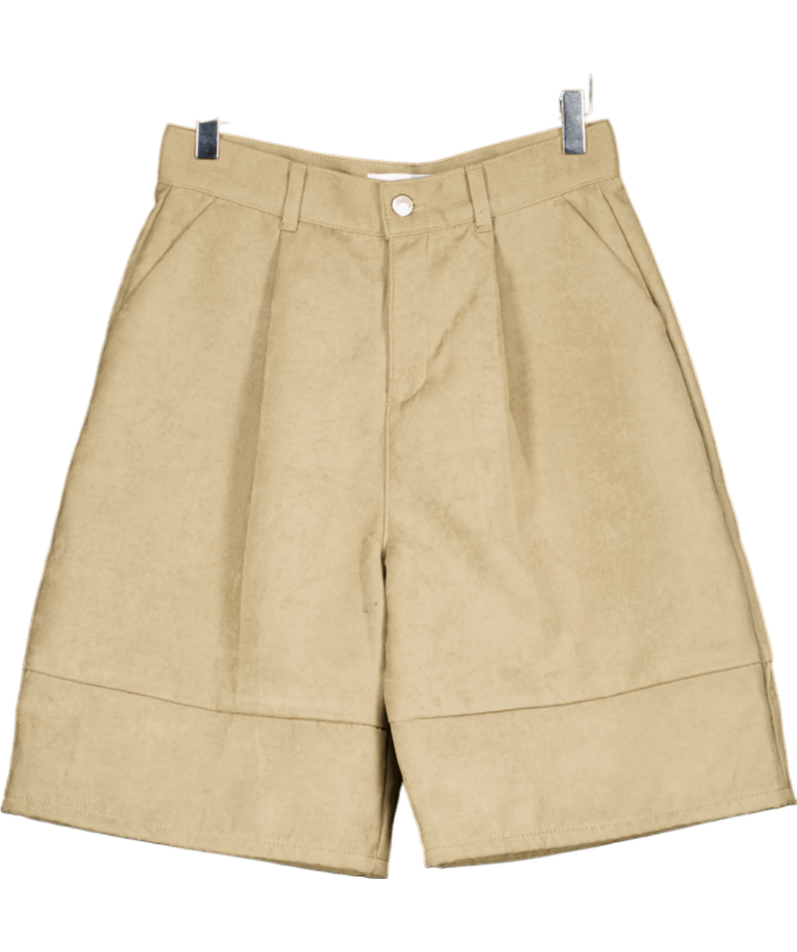 Topshop Faux Suede Bermuda Short In Light Beige UK 6 - Reliked