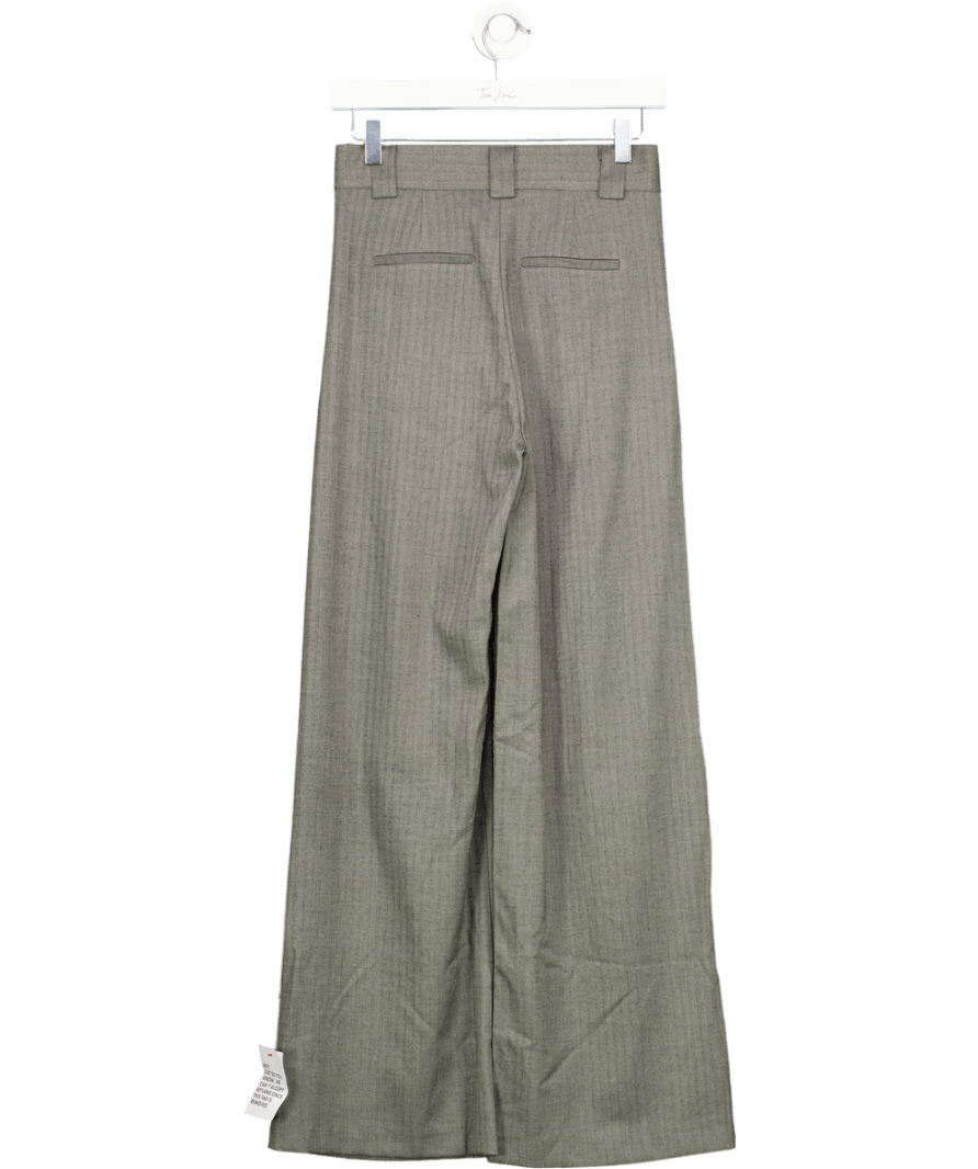 Topshop Grey Pleated Waistband Herringbone Trouser UK 6 - Reliked