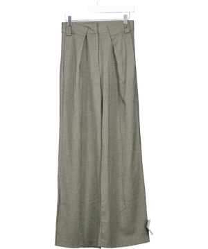 Topshop Grey Pleated Waistband Herringbone Trouser UK 6