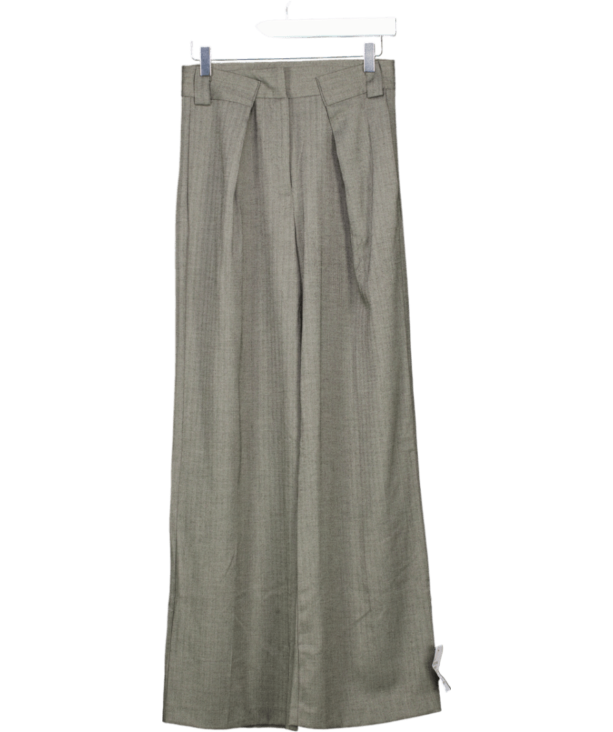 Topshop Grey Pleated Waistband Herringbone Trouser UK 6 - Reliked