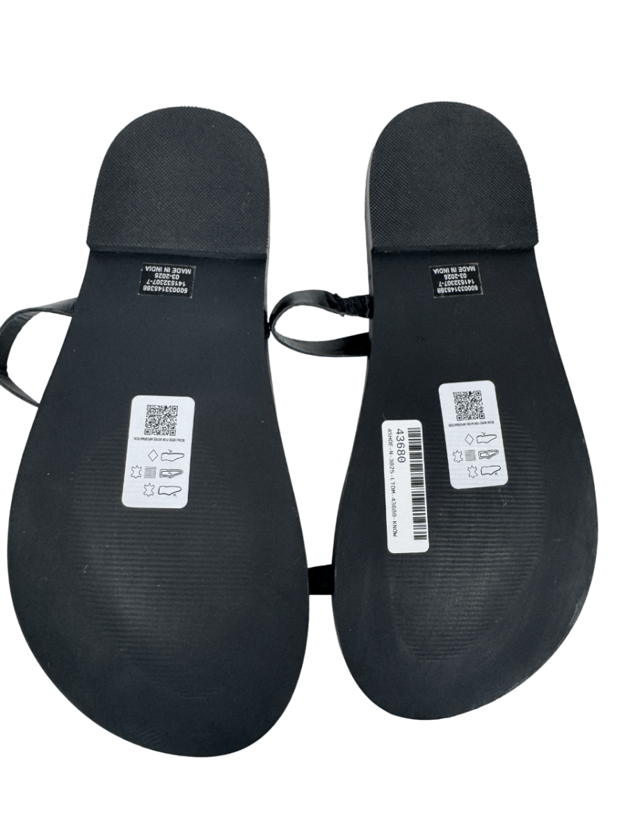 Topshop Kik Real Leather Toe Loop Flat Sandal In Black UK 7 EU 40 👠 - Reliked