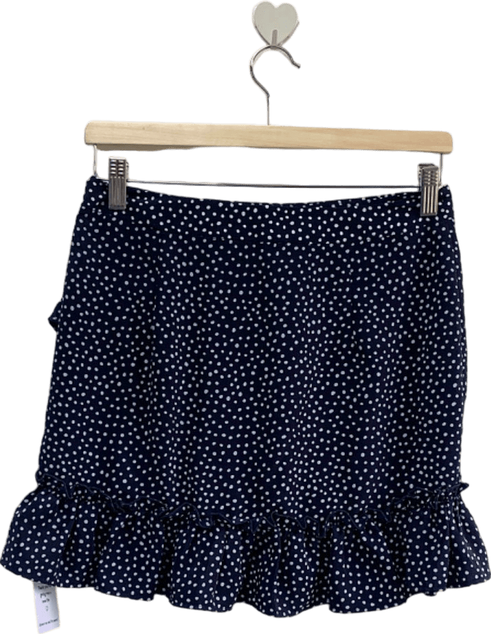 Topshop Navy Polka Dot Ruffled Mini Skirt UK 10 - Reliked