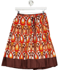 Topshop Orange & Brown Print Pleated Skirt UK 12 - Reliked