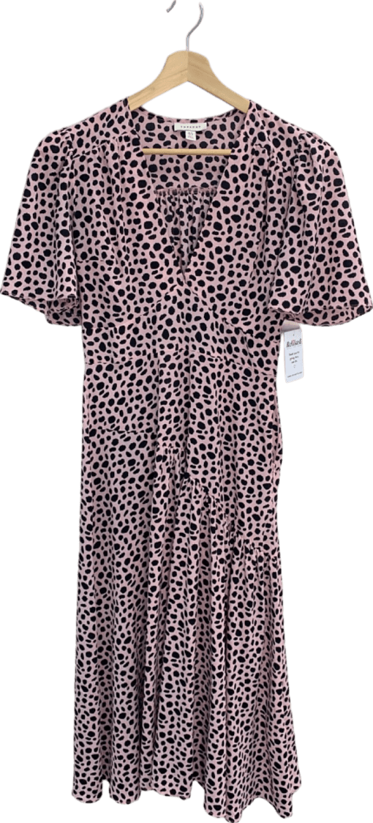 Topshop Pink Leopard Print Midi Dress UK 10 - Reliked