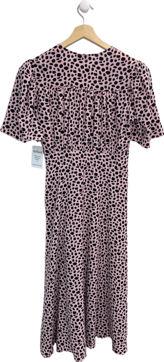 Topshop Pink Leopard Print Midi Dress UK 10 - Reliked