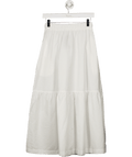 Topshop White Cotton Blend Frill Hemm Midi Skirt UK 6 - Reliked
