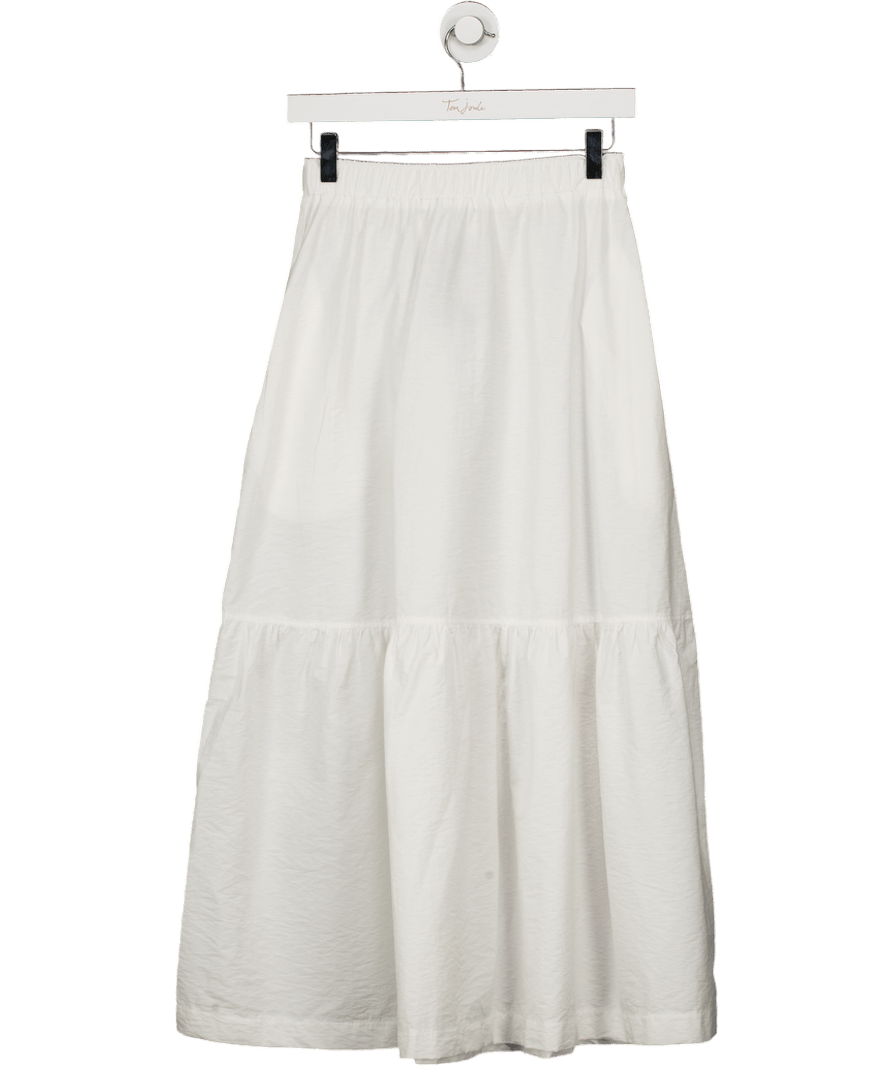 Topshop White Cotton Blend Frill Hemm Midi Skirt UK 6 - Reliked