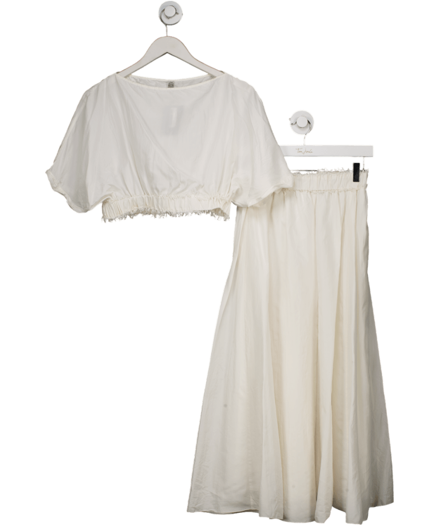 Totême 2 - piece Ivory White Crinkle Silk Skirt And Top Set UK 8 - Reliked