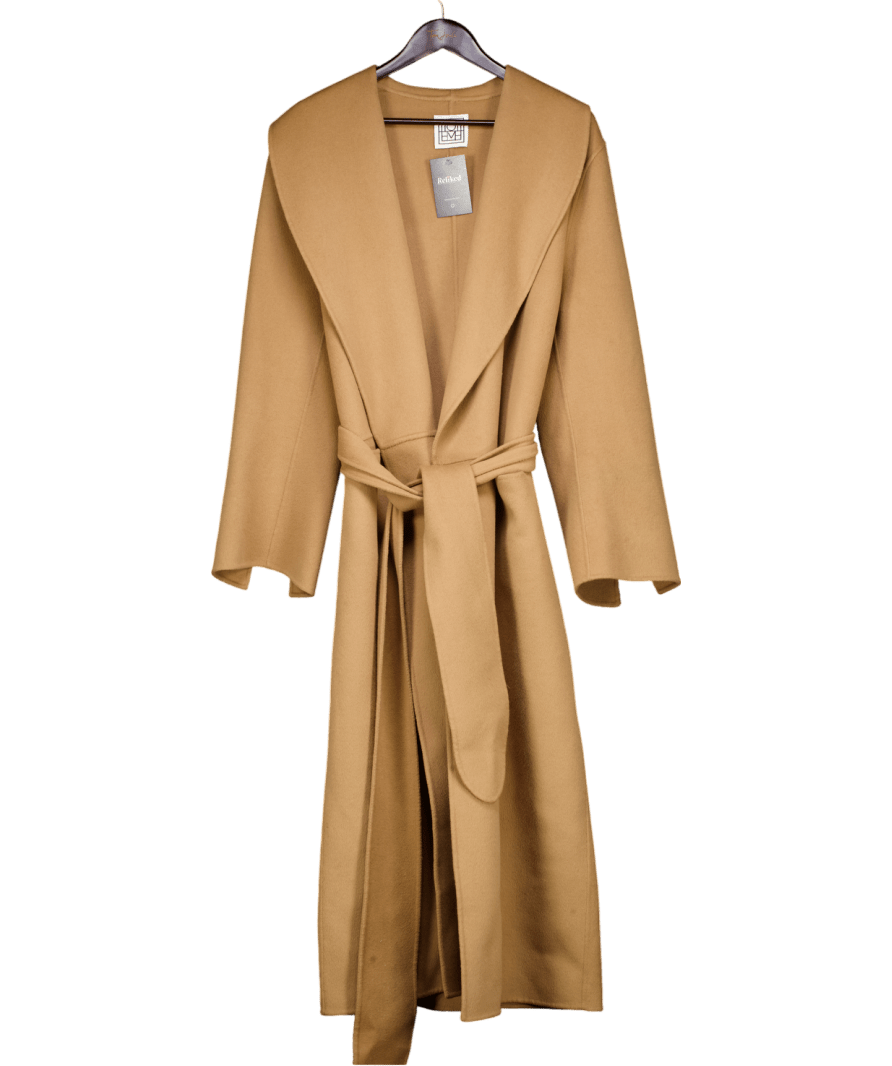 Totême Beige Camel Brushed 100% Wool Robe Coat UK 10 - Reliked