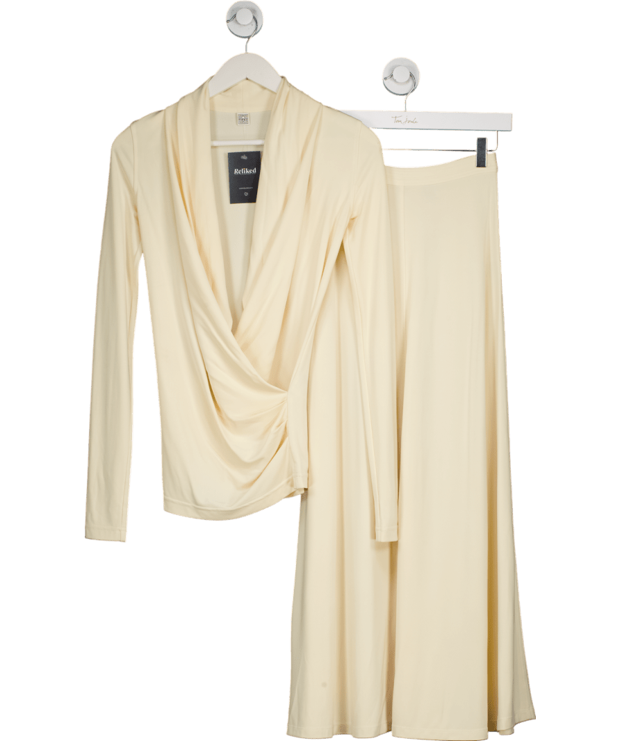 Totême Cream Overlapped Jersey Top And Maxi Skirt Set UK XXS - Reliked