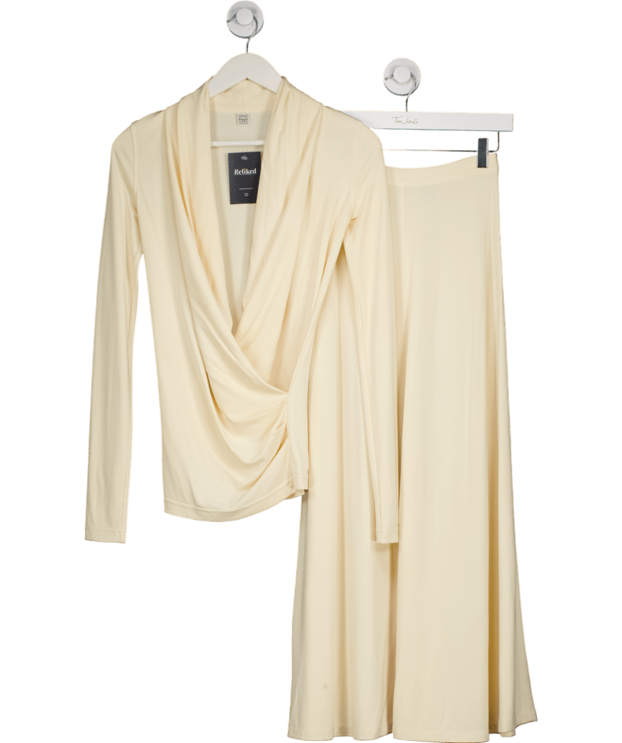Totême Cream Overlapped Jersey Top And Maxi Skirt Set UK XXS - Reliked