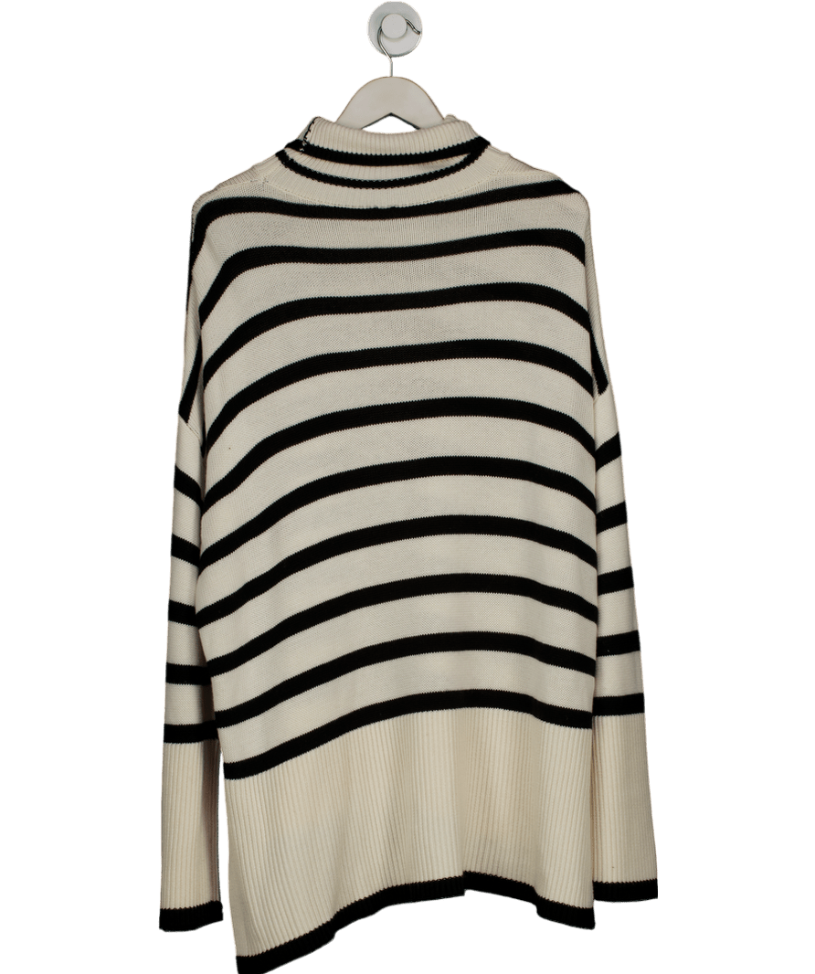 Totême Cream Striped Roll - neck Wool - blend Jumper UK M - Reliked