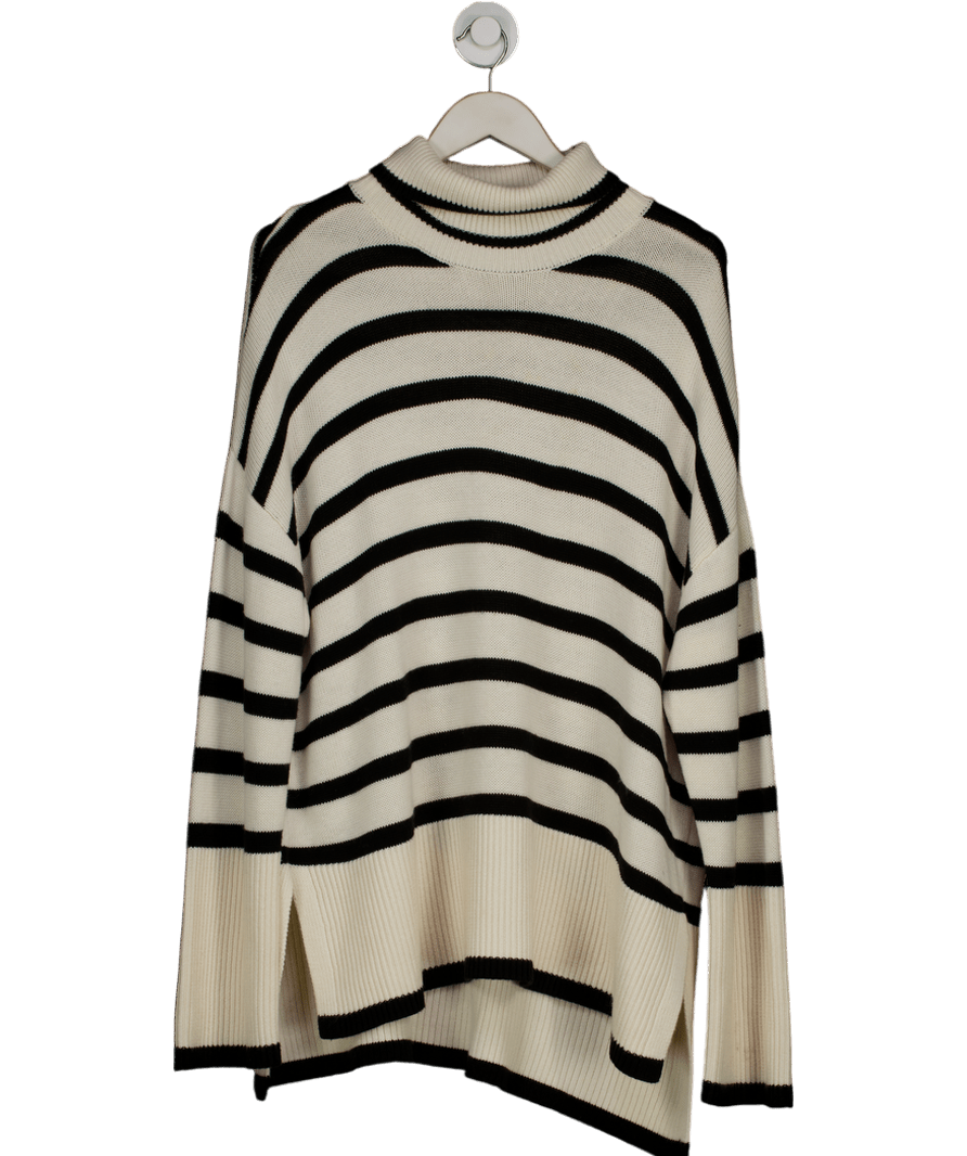 Totême Cream Striped Roll - neck Wool - blend Jumper UK M - Reliked