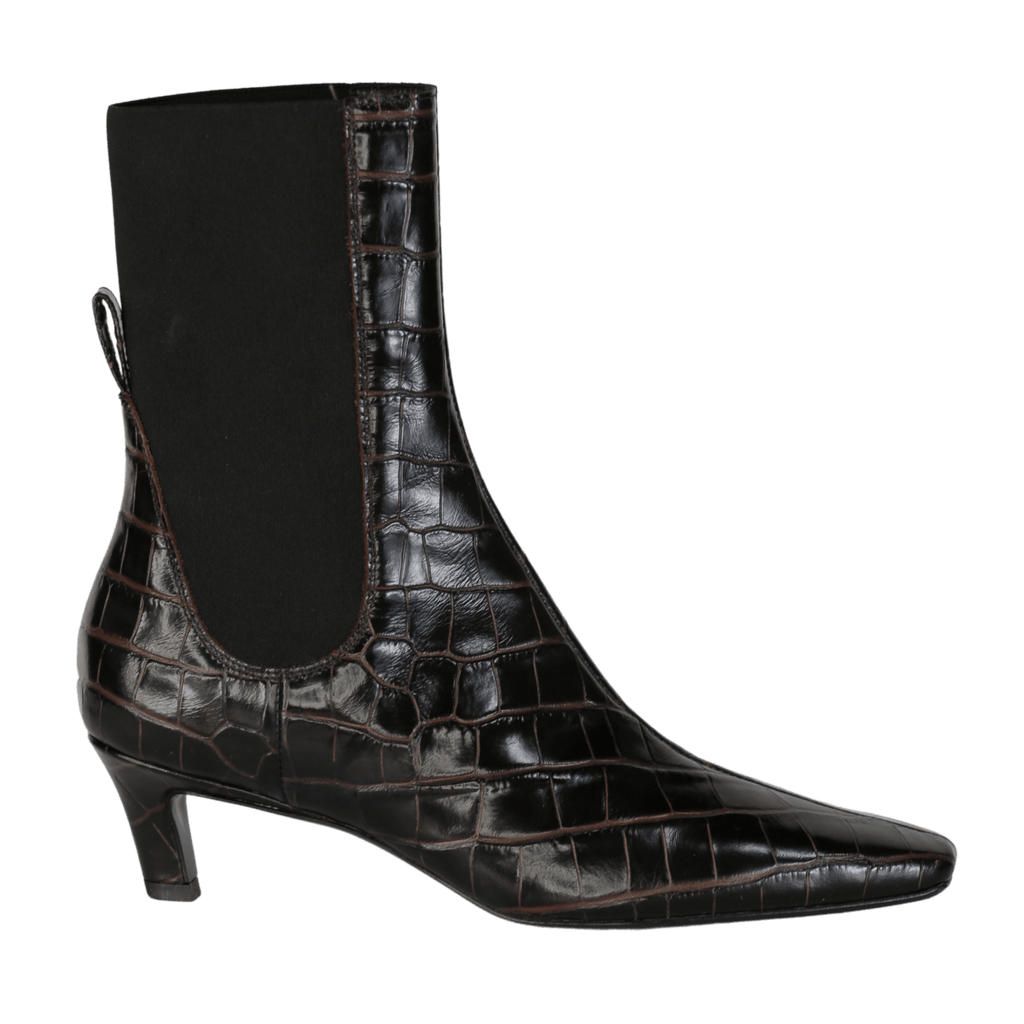 Totême Dark Brown Croc - effect Leather Ankle Boots UK 5 EU 38 👠 - Reliked