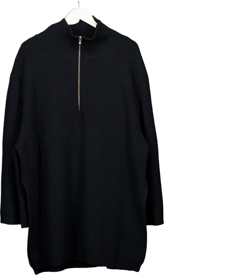 Totême Fisherman Black Half - zip Wool - blend Jumper UK S - Reliked