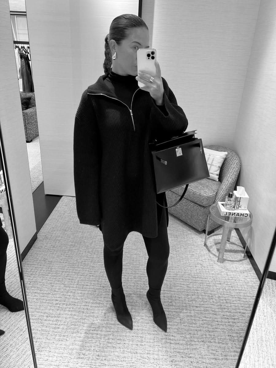 Totême Fisherman Black Half - zip Wool - blend Jumper UK S - Reliked