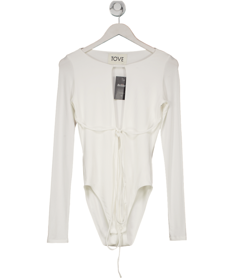 TOVE Jennifer Tie Front Bodysuit White Fr36 UK 8 - Reliked