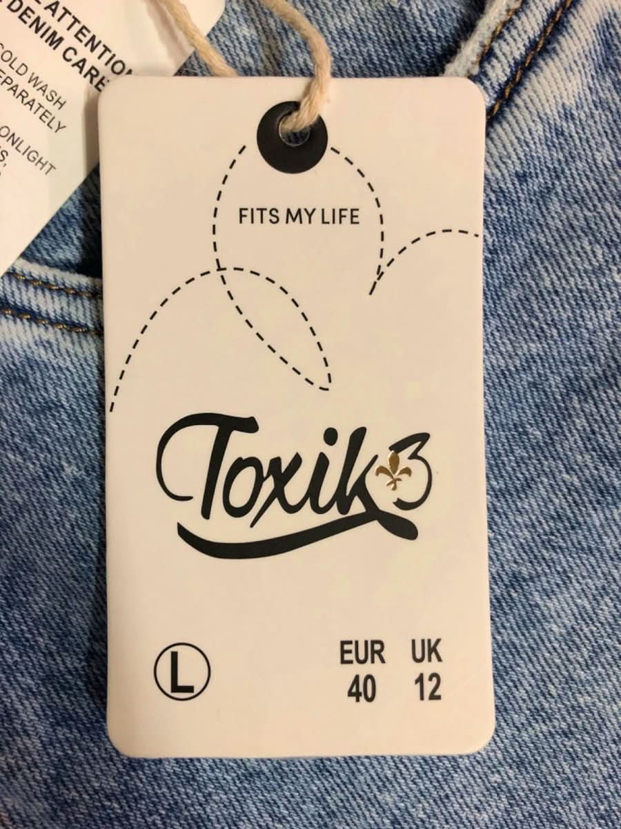 Toxik3 Light Blue Frayed Hem Jeans UK 12 - Reliked