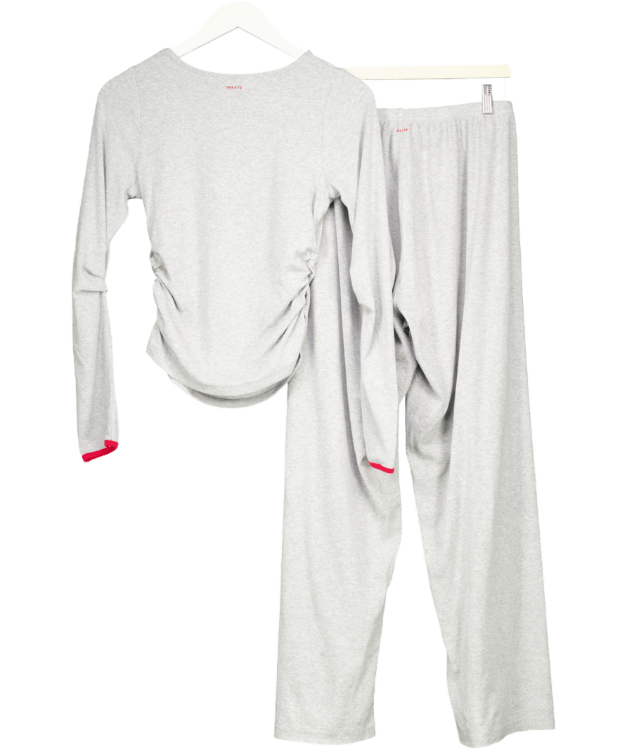 Treats Grey Ribbed Top And Trousers Set UK S - Reliked