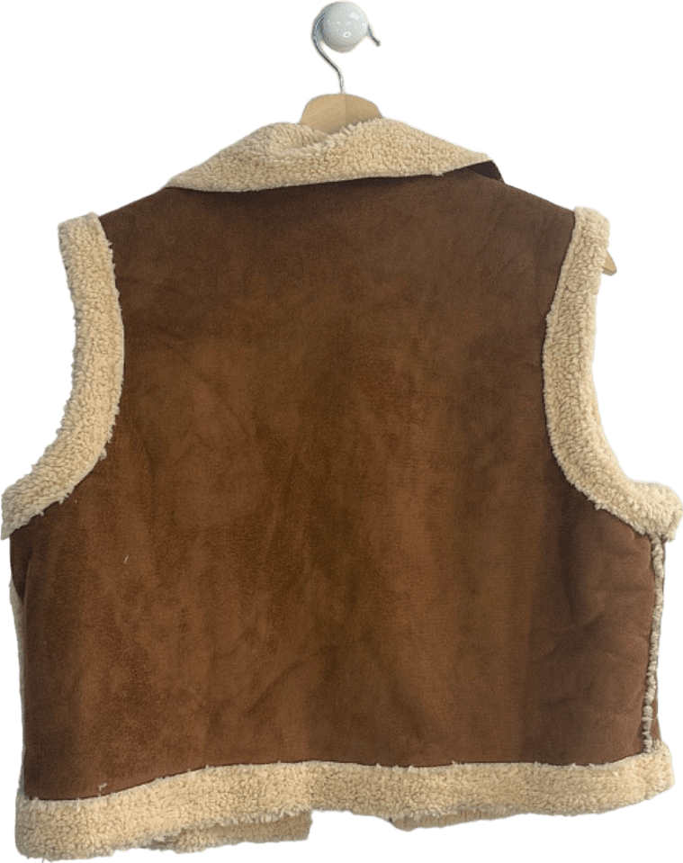 Trendyol Brown Shearling Vest UK L - Reliked
