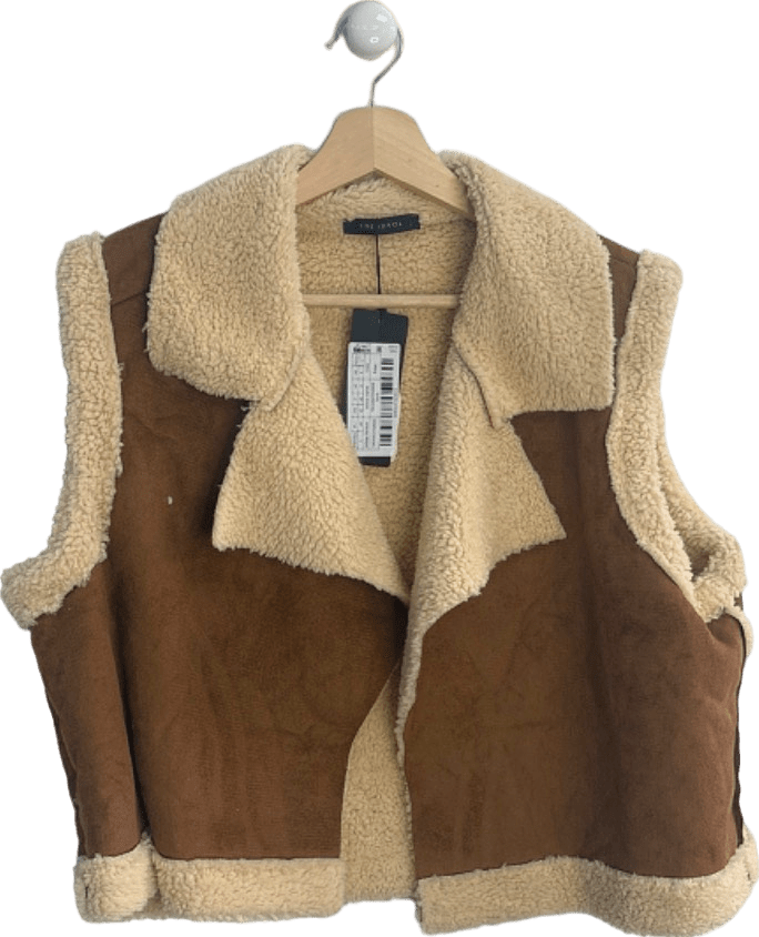 Trendyol Brown Shearling Vest UK L - Reliked