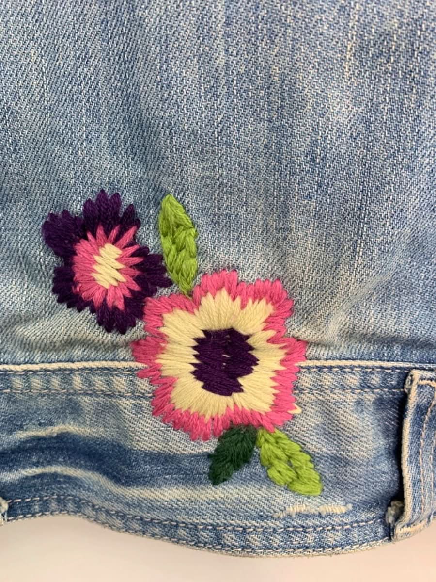 TRF Light Blue Embroidered Denim Jacket M - Reliked