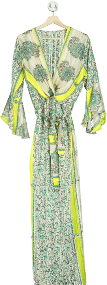 Trois Ka Multicolour Floral - Patterned Maxi Dress UK M - Reliked