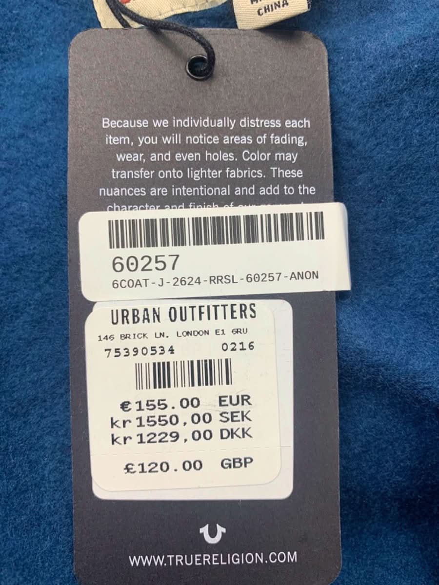 True Religion Blue World Tour Zip Hoodie M - Reliked