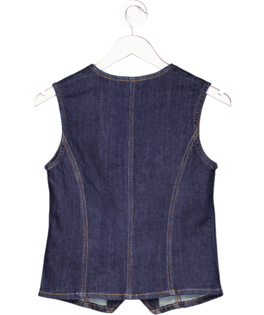 TU Blue Dark Denim Button Waistcoat UK 8 - Reliked