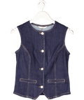 TU Blue Dark Denim Button Waistcoat UK 8 - Reliked