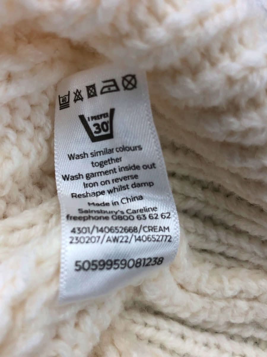 Tu Cream Cable Knit Roll Neck Jumper UK 8 - Reliked