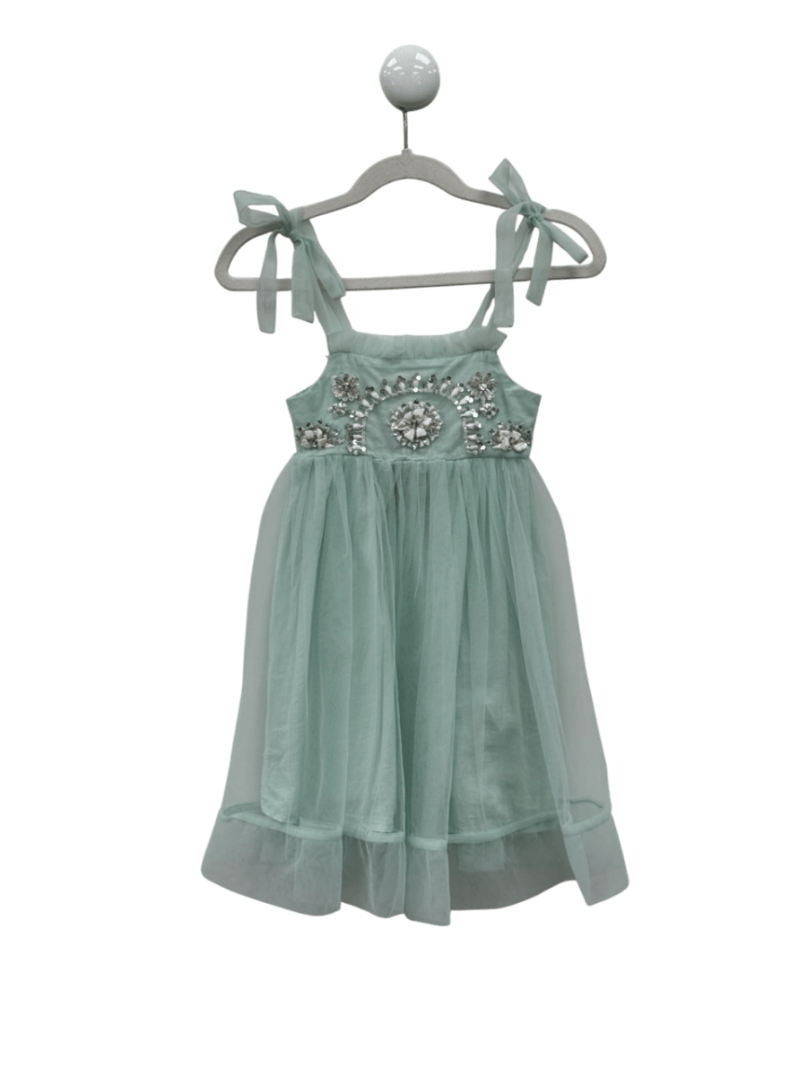 TUTU DU MONDE Mint Green Embellished Tulle Skirt Dress 2 - 3Years - Reliked