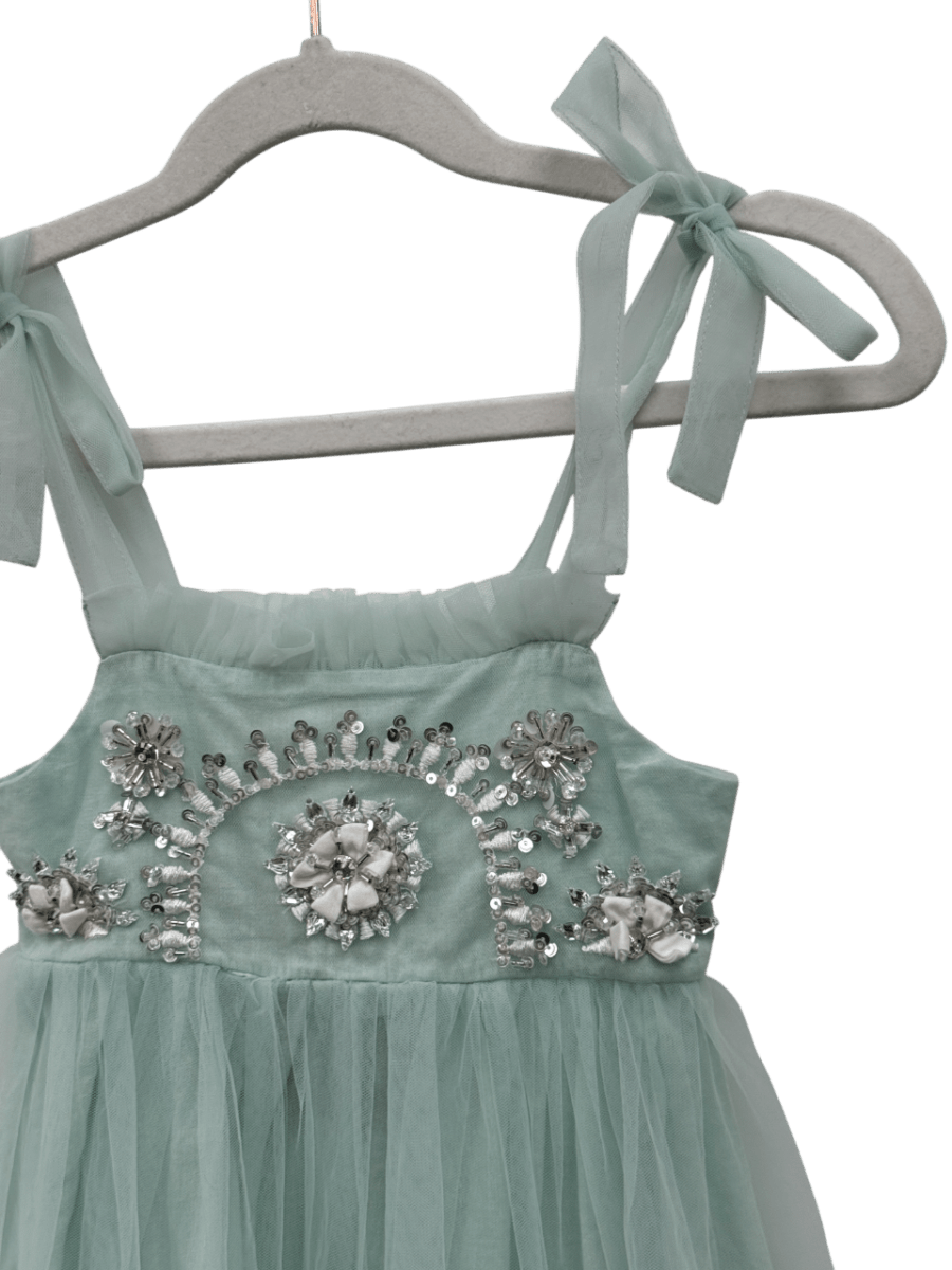 TUTU DU MONDE Mint Green Embellished Tulle Skirt Dress 2 - 3Years - Reliked